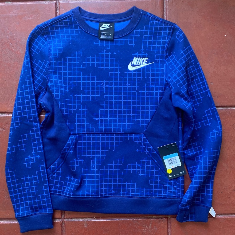 Blue Nike grid sweatshirt